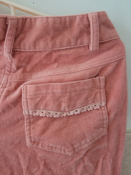 Pants - Girls Dusty Rose Corduroy Skirt with Crochet Trim Pocket